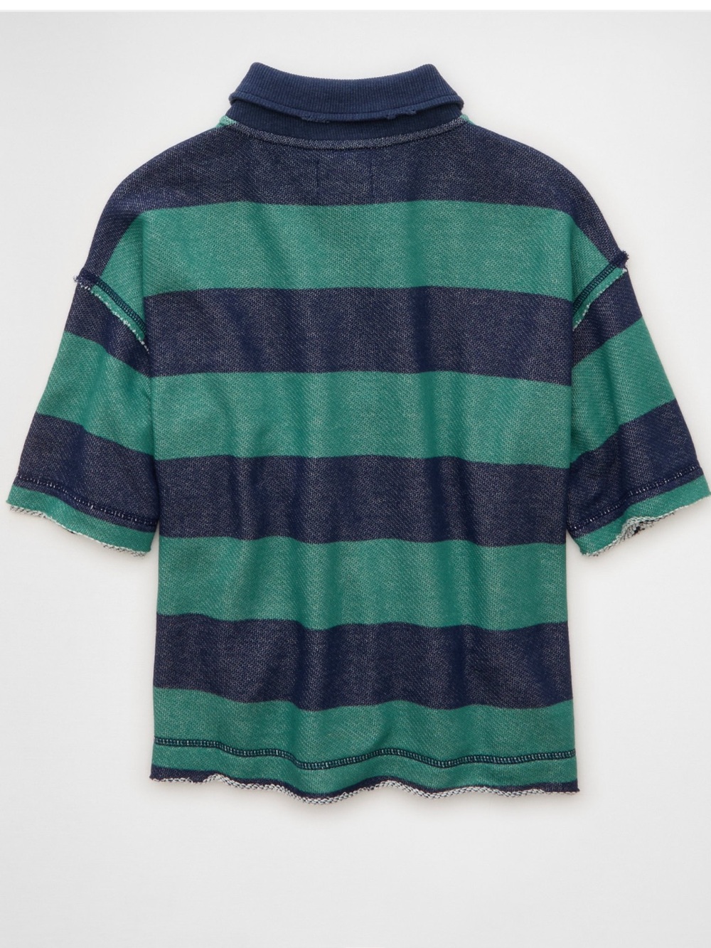 AE EUC Campus Short Sleeve Rugby Sweatshirt Size M in Retro Indigo Stripe - Picture 4 of 11